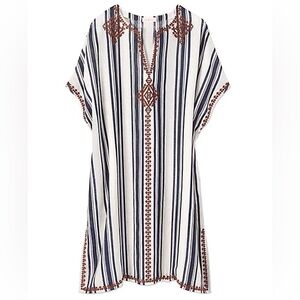 Tory Burch Navy and White Striped Beach Caftan XS/S